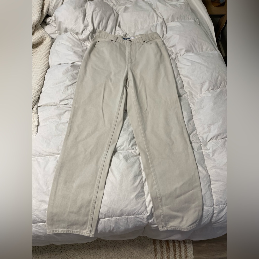 Cream loose denim jeans